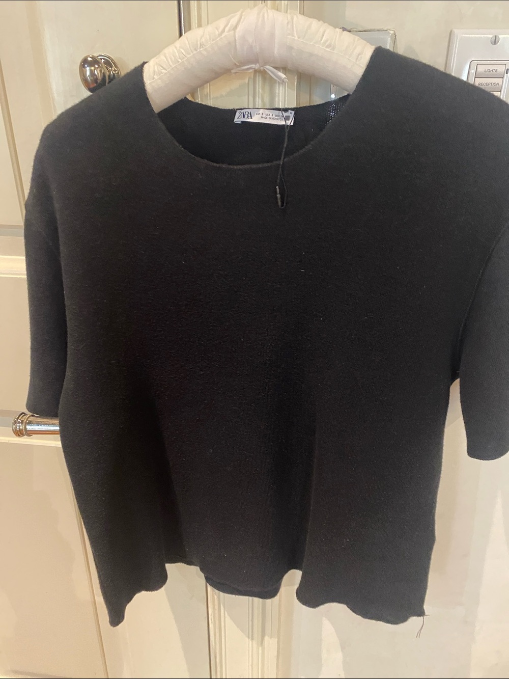Zara Black Short Sleeve Crewneck Top Small but can fit a Medium.